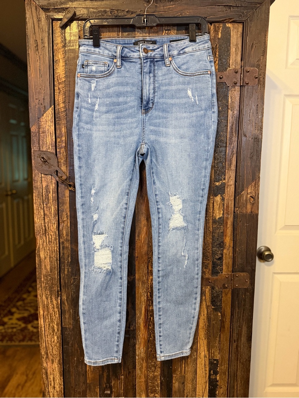 Judy Blue Control Top Skinny Jeans Women 9/29 Distressed Light Wash Stretch